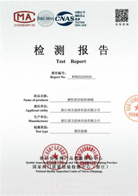 弹性密封暗杆闸阀检测报告